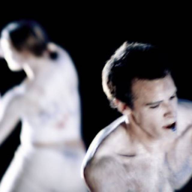 two figures painted in white