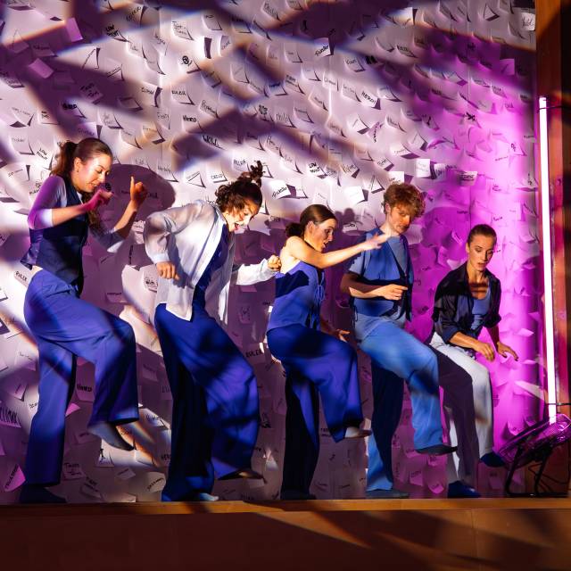 5 dancers all about to take a step forward